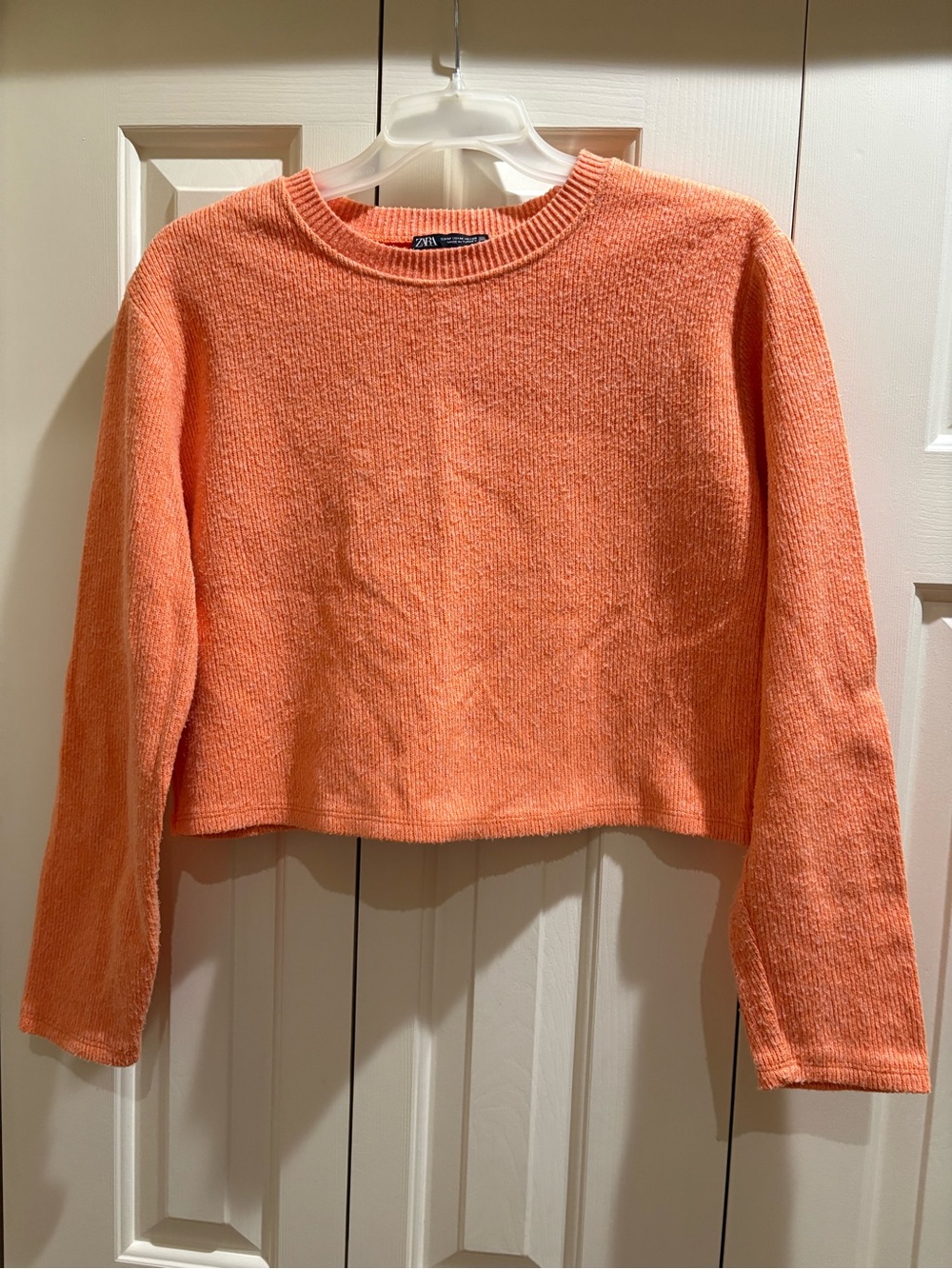 Zara Cropped Coral Knit Sweater